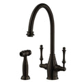 Oil Rubbed Bronze Two Handle Kitchen Faucet with Sidespray Q770704
