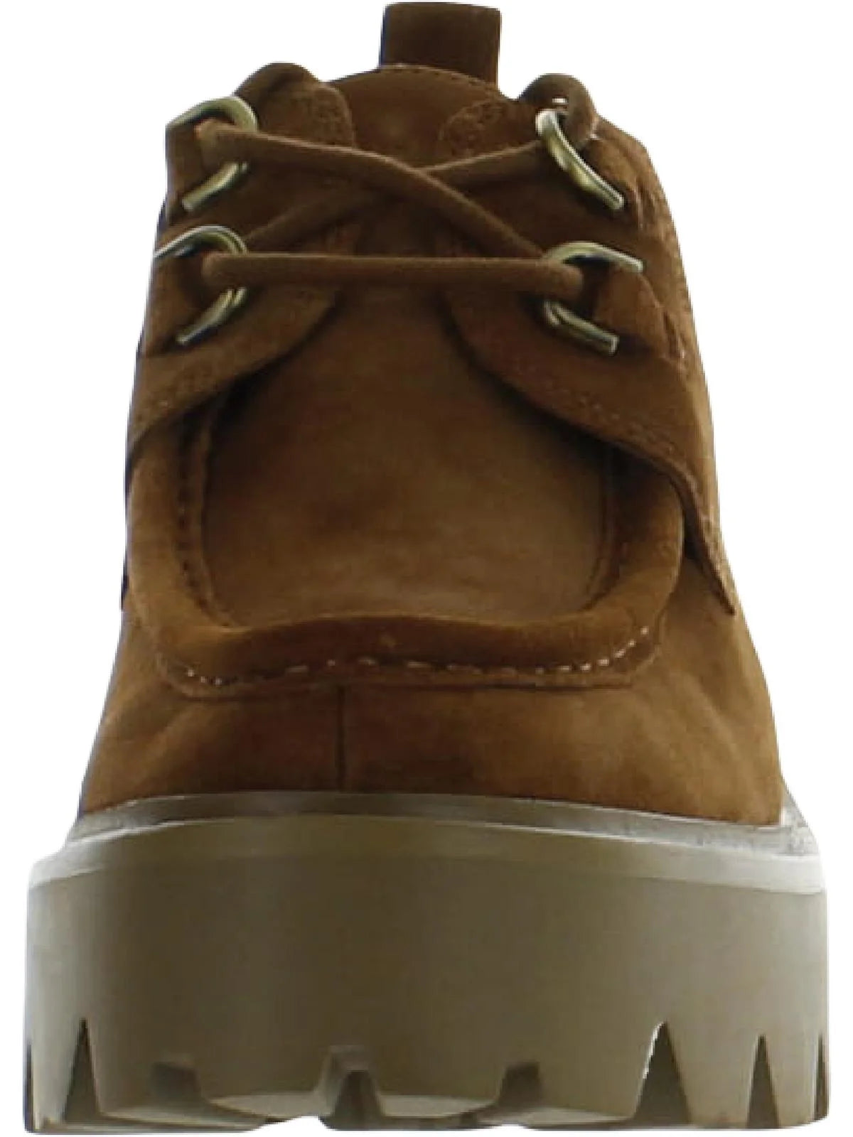 Frontier Brown Leather Chunky Heel Lace Up Almond Toe Loafers P858259