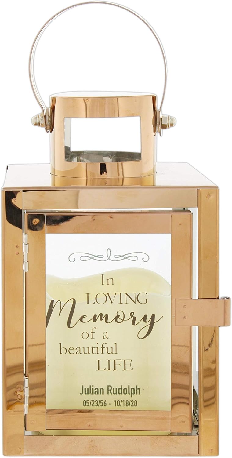 Copper-Tone Memorial Lantern with Flameless Candle Z75736