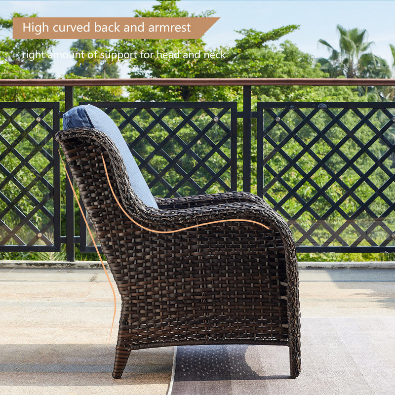 3-Piece Patio Conversation Set with Cushioned Sofa and Ottomans G665362
