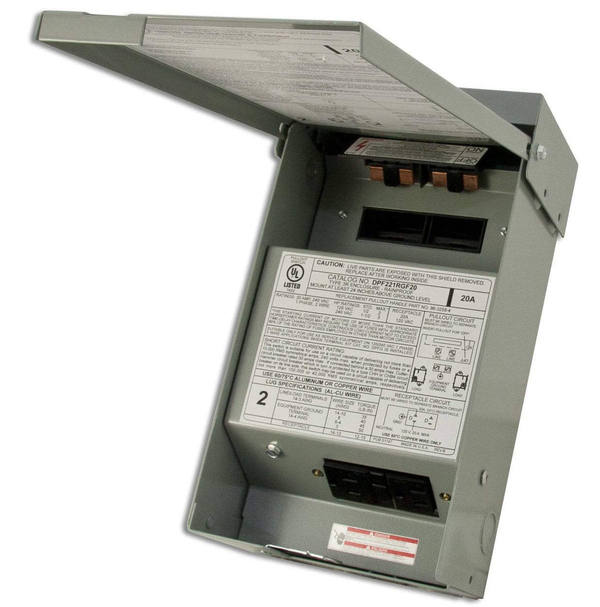 30A 2P 120/240V Fused Air Conditioning Disconnect U6744