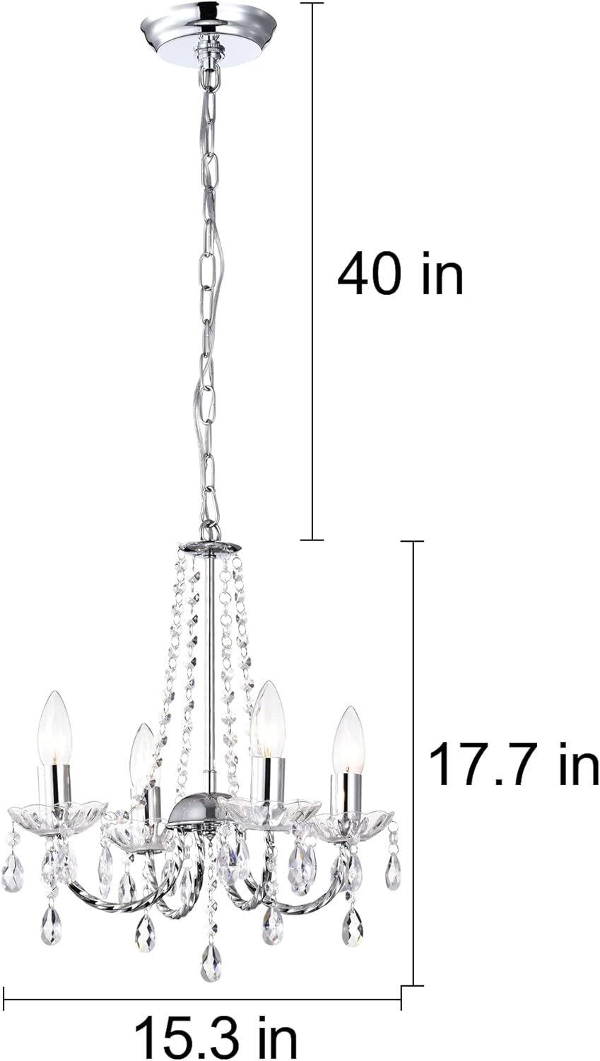 Small Chandelier Chrome 4 Light Candle Chandelier 15 Inches Wide M465734