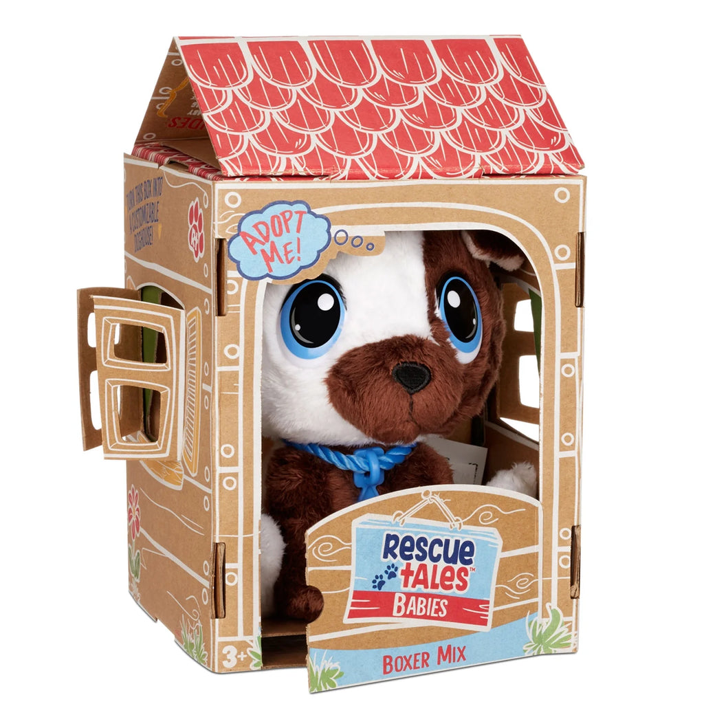 Boxer Mix Soft Plush Pet Toy with Collar, Tag, Doghouse, Stickers, Activities Ages 3+ Y6807