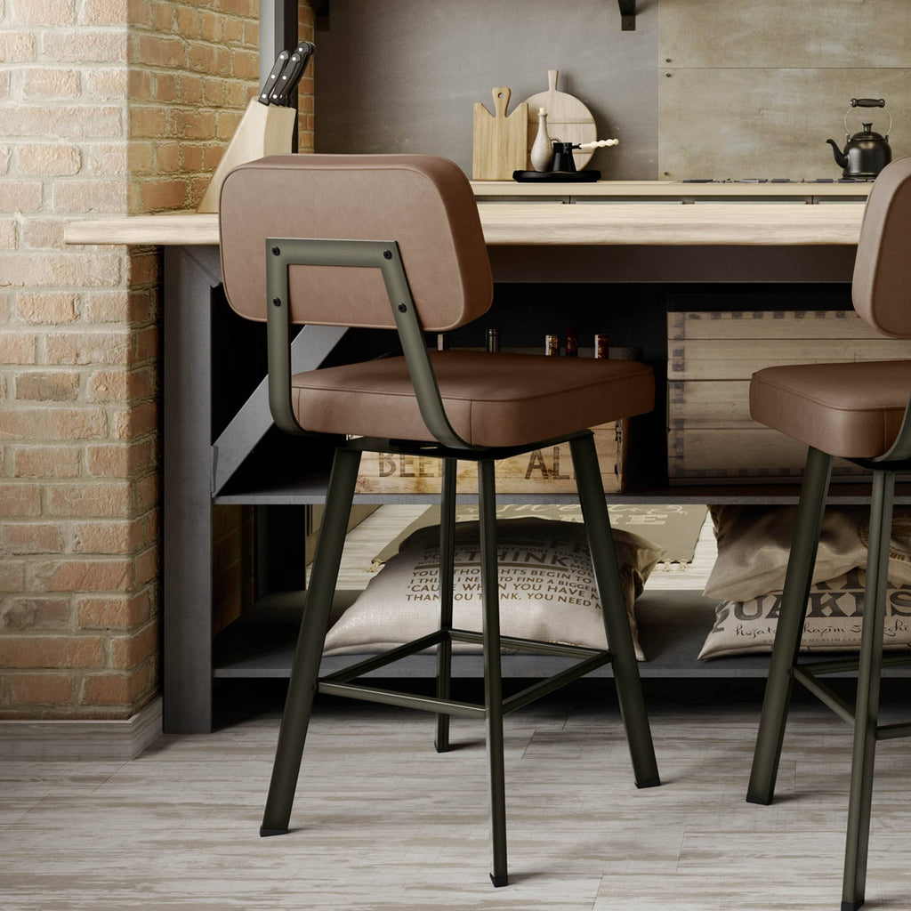 Mat Dark Grey Metal Swivel Barstool Q203818