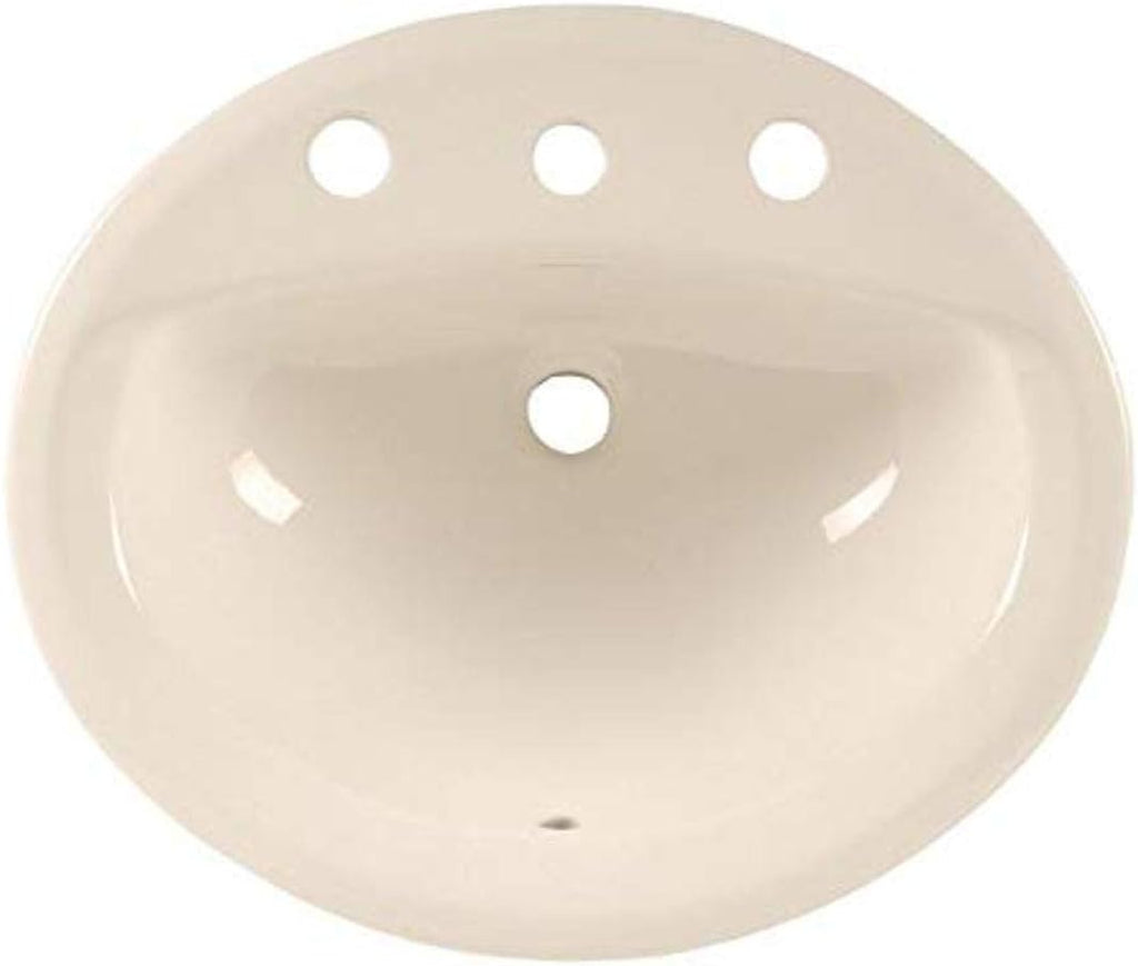 White Oval Drop-In Bathroom Sink with 3 Faucet Holes T83631