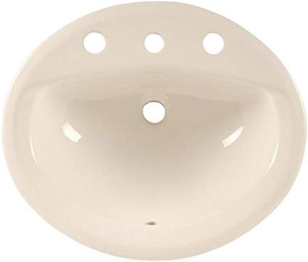 White Oval Drop-In Bathroom Sink with 3 Faucet Holes T83631