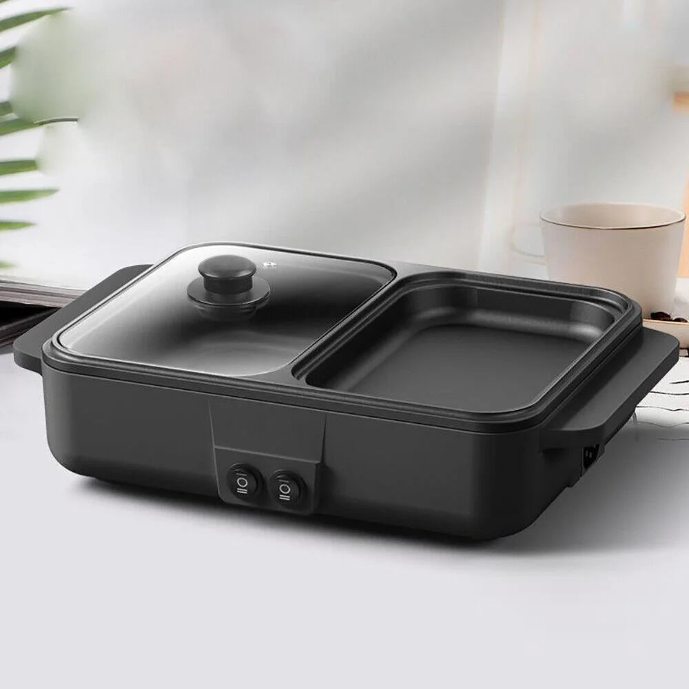 2-in-1 Electric Hot Pot BBQ Grill Smokeless Cooking Pan 1200W R16986