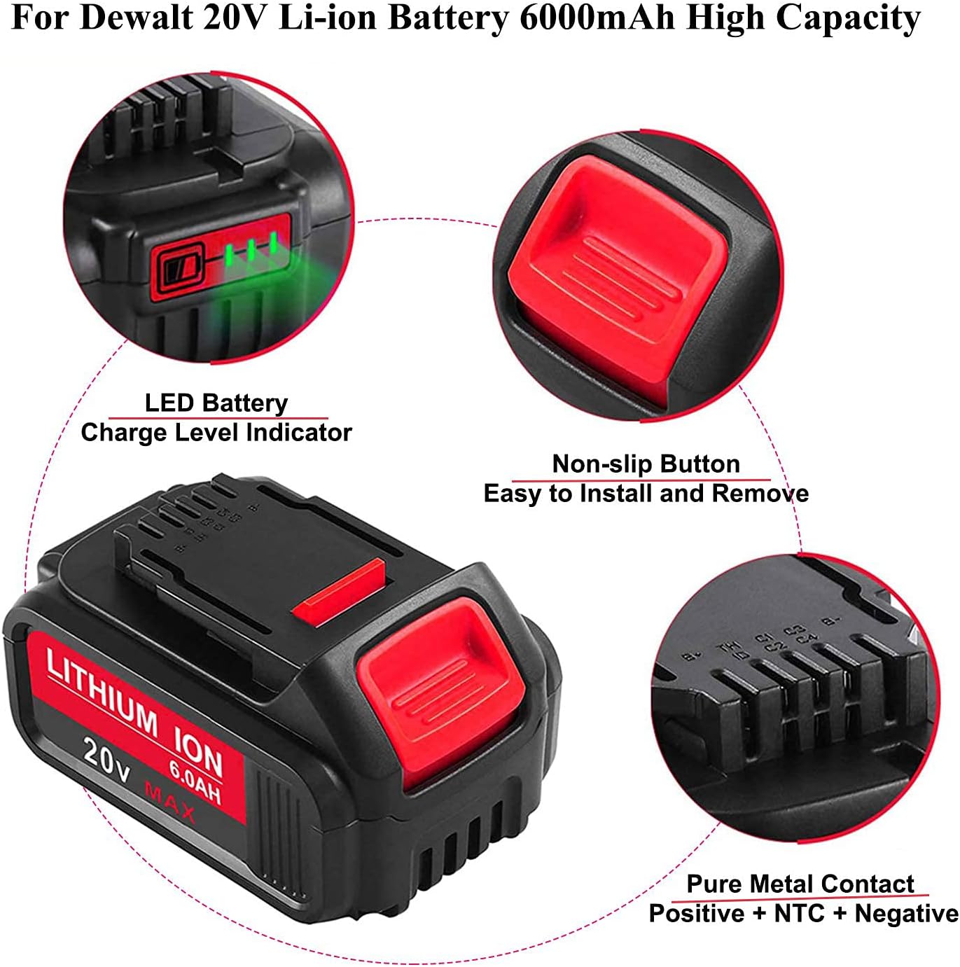 6.0Ah Replacement Battery 20V Max Lithium 2-P Pack G947