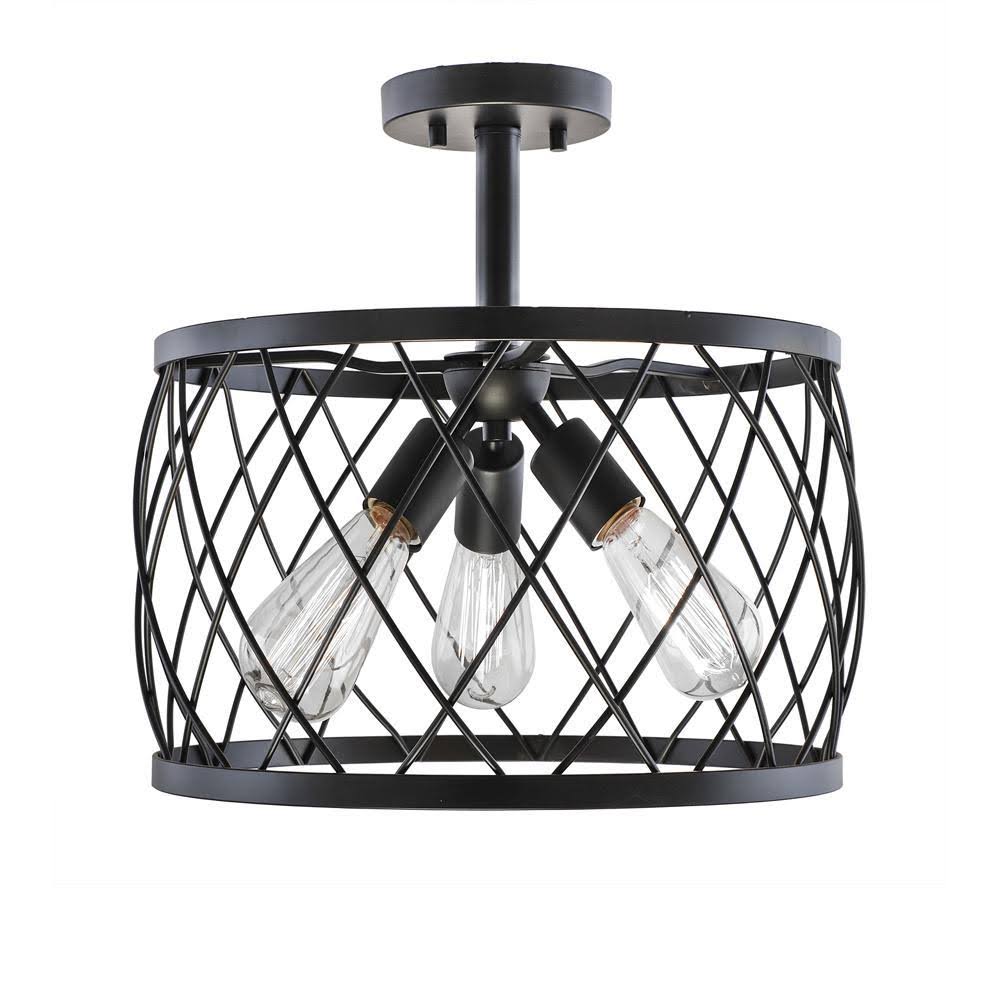Black 3-Light Semi-Flush Mount O970