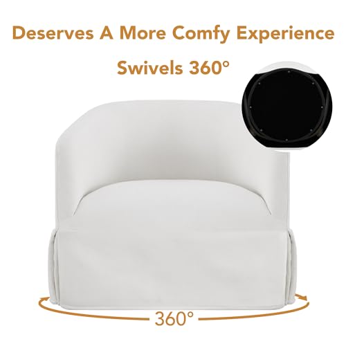 Sand 22-inch Wide Seat Swivel Barrel Armchair Y1686