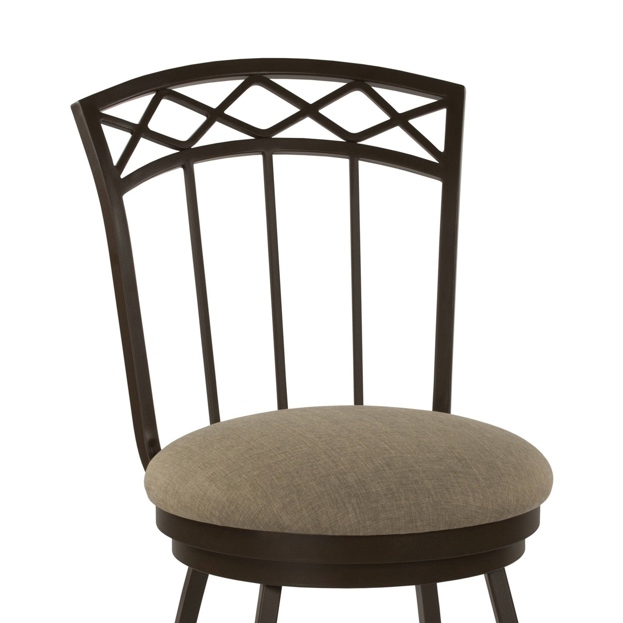 30x22 Bar Height Metal Swivel Barstool in Geneva Pepper Fabric and Matte Black Finish A247