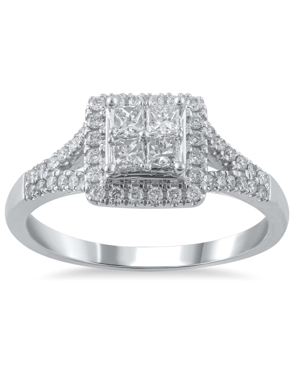10kt White Gold Diamond Quad Engagement Ring, Size 8 R885469