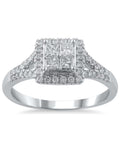 10kt White Gold Diamond Quad Engagement Ring, Size 8 R885469