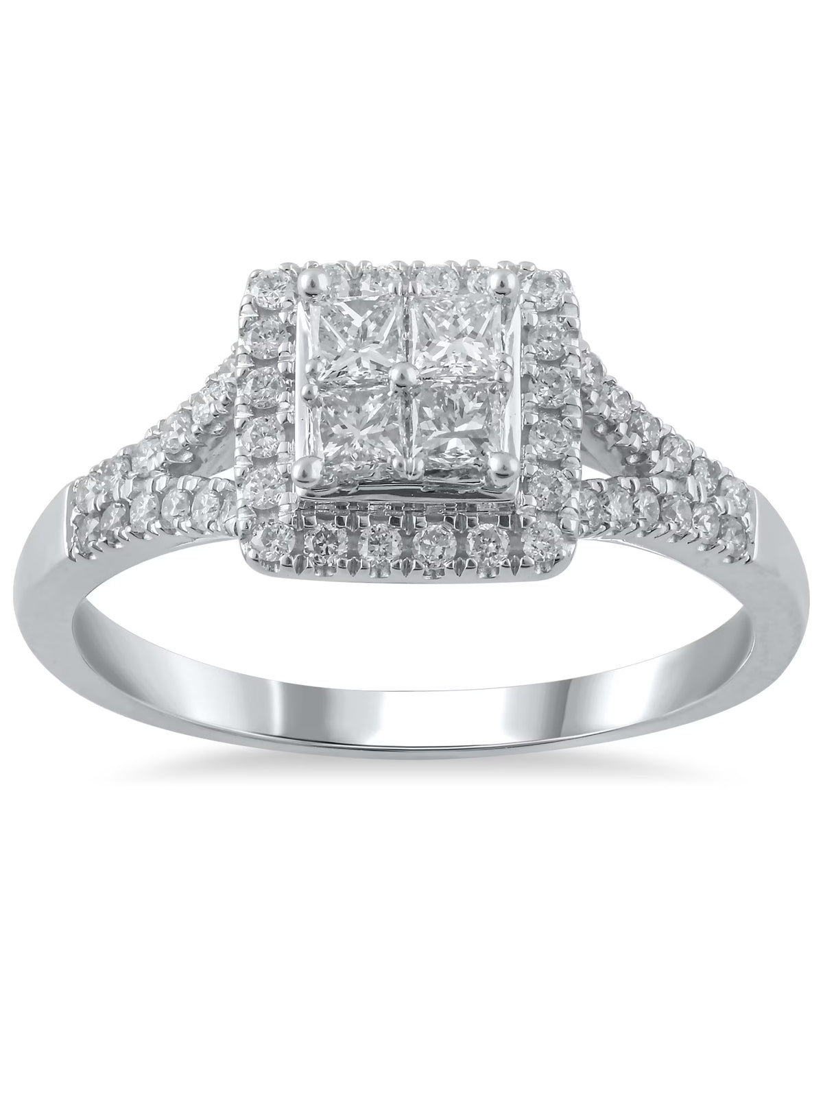 10kt White Gold Diamond Quad Engagement Ring, Size 8 R885469