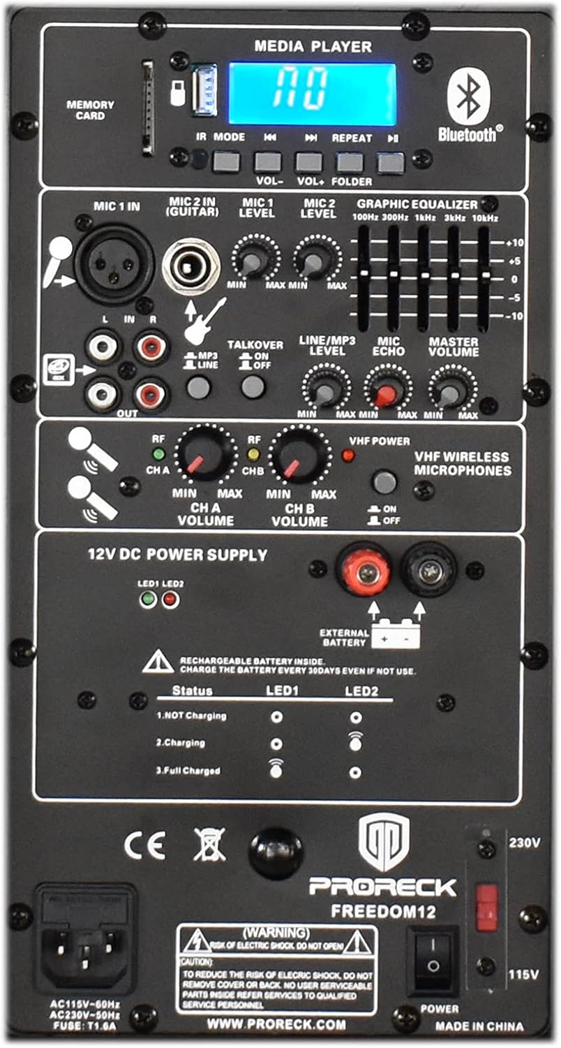 12-Inch 500 Watt Powered DJ/PA Speaker with Bluetooth and Wireless Microphones G792203