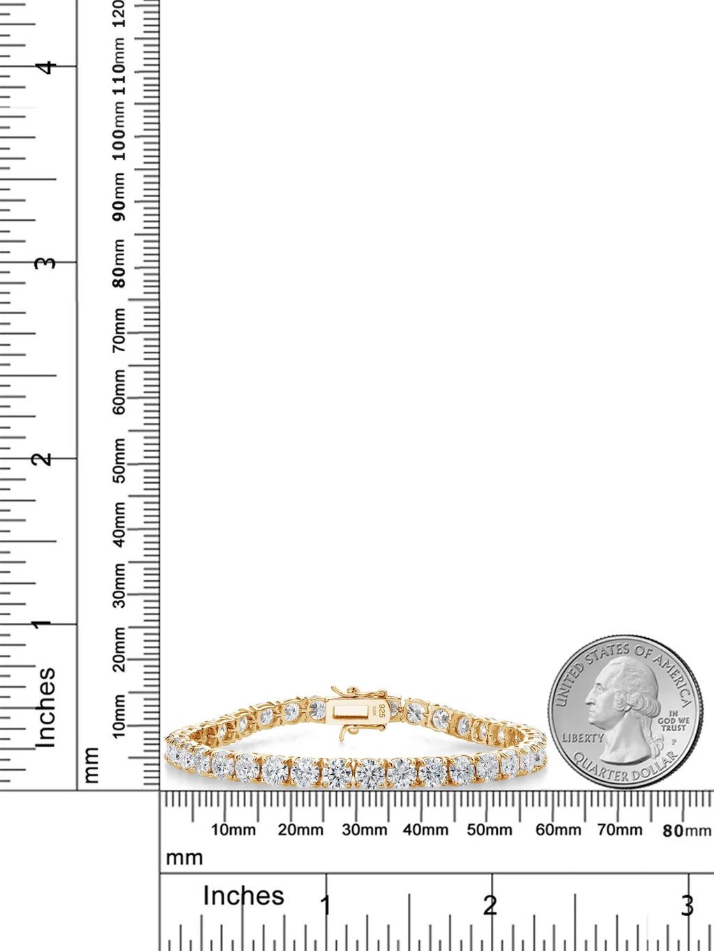 18K Yellow Gold Plated Silver White Moissanite Tennis Bracelet N246