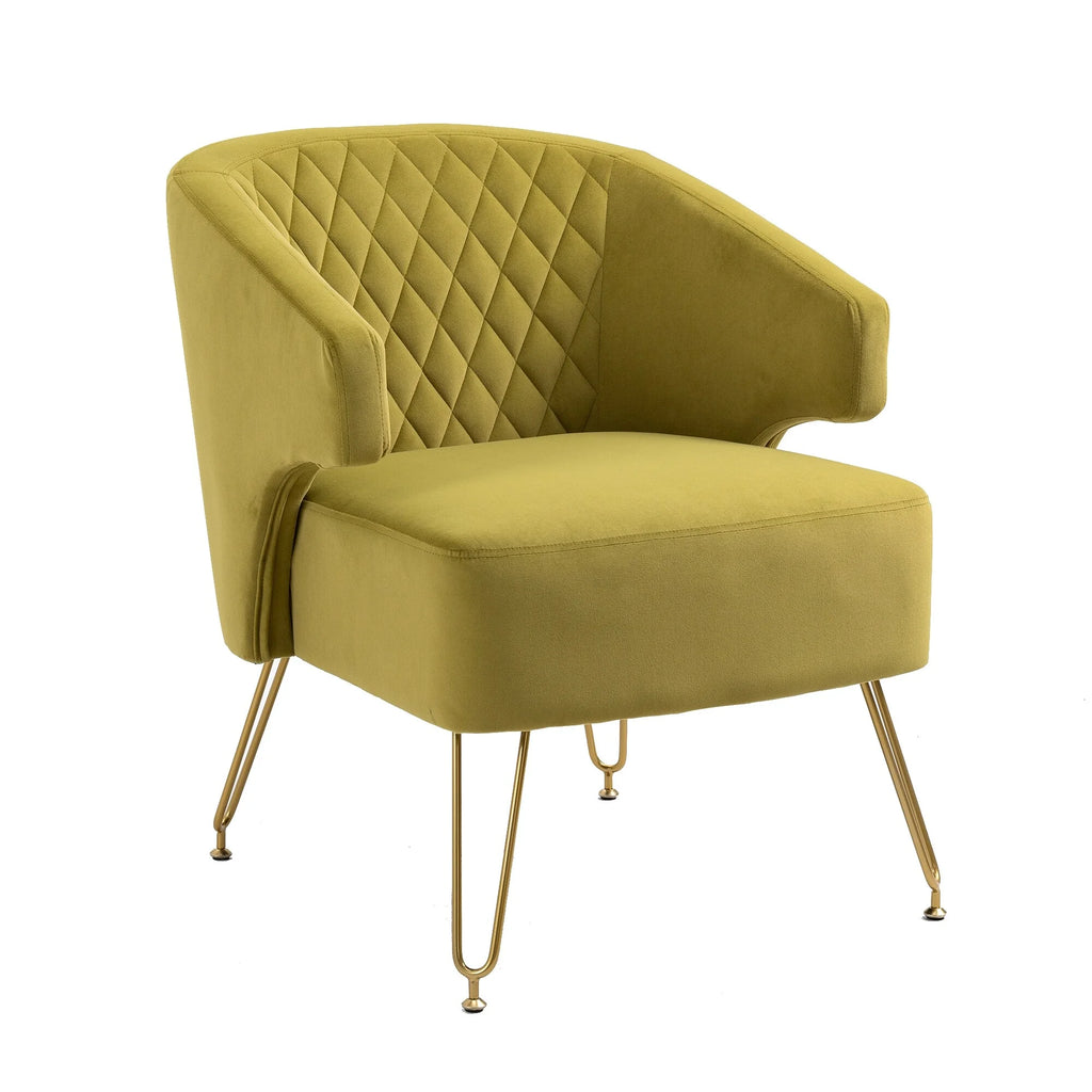 Mustard Velvet Tufted Accent Chair G2873