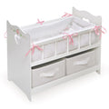 White Rose 100% Polyester Fabric Doll Crib with Two Baskets T96341