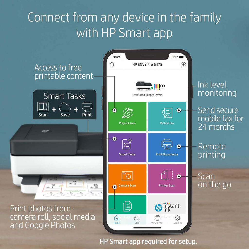 HP Envy Pro 6475 Wireless All-in-One Printer (Renewed) A4798