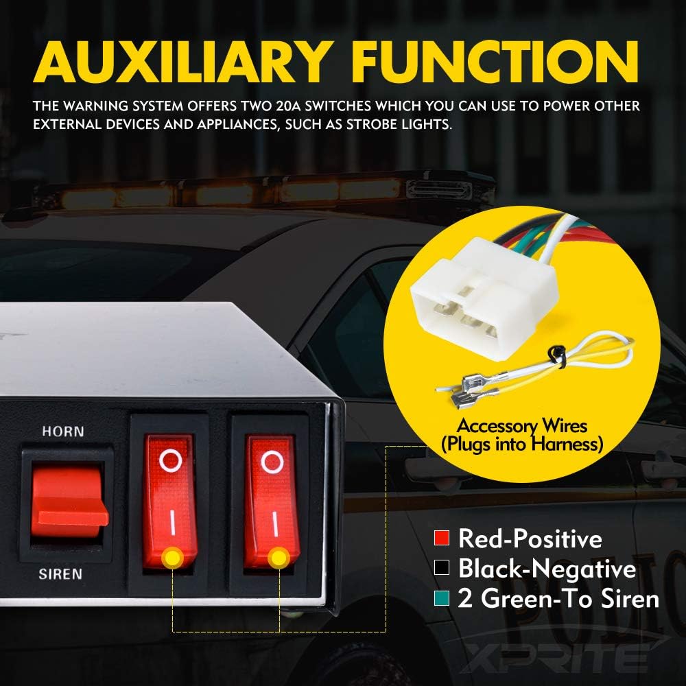 200 Watt 8 Tones Emergency Warning Siren Speaker PA System Kit with Handheld Microphone Y20394