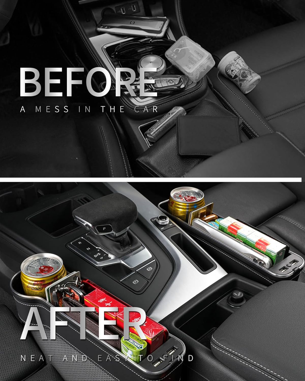 Car Seat Gap Filler Organizer with Led Light, Pack of 2 C68807