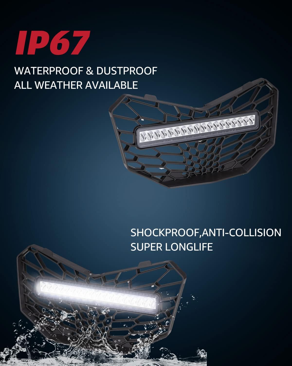 Front Mesh Grill with LED Light Bar for Maverick Trail E50017