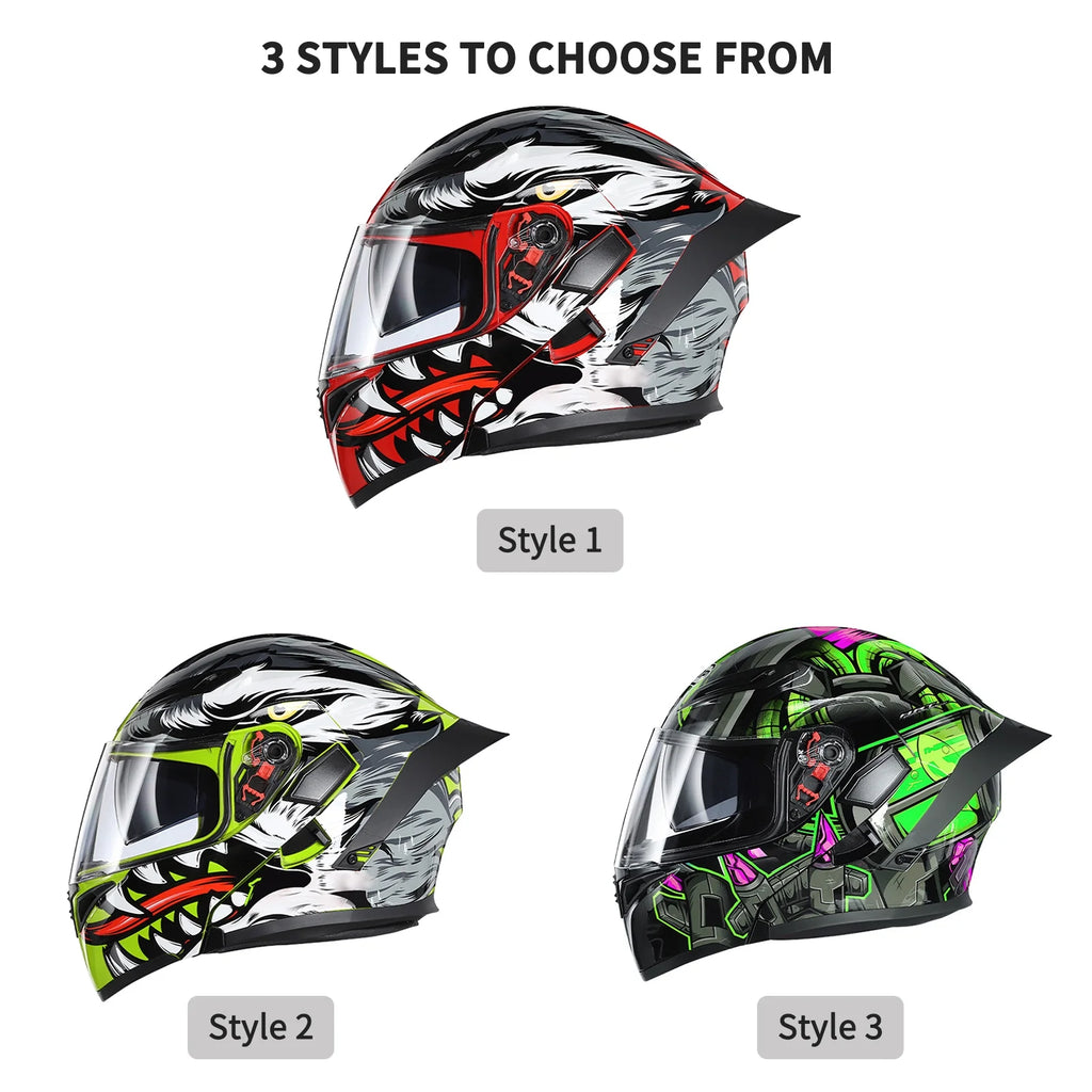 XL Dual Visor Flip up Full Face Motorcycle Helmet A40329