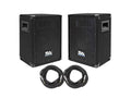 Pair of 8 inch DJ Speakers with 35& Speaker Cables Y4214
