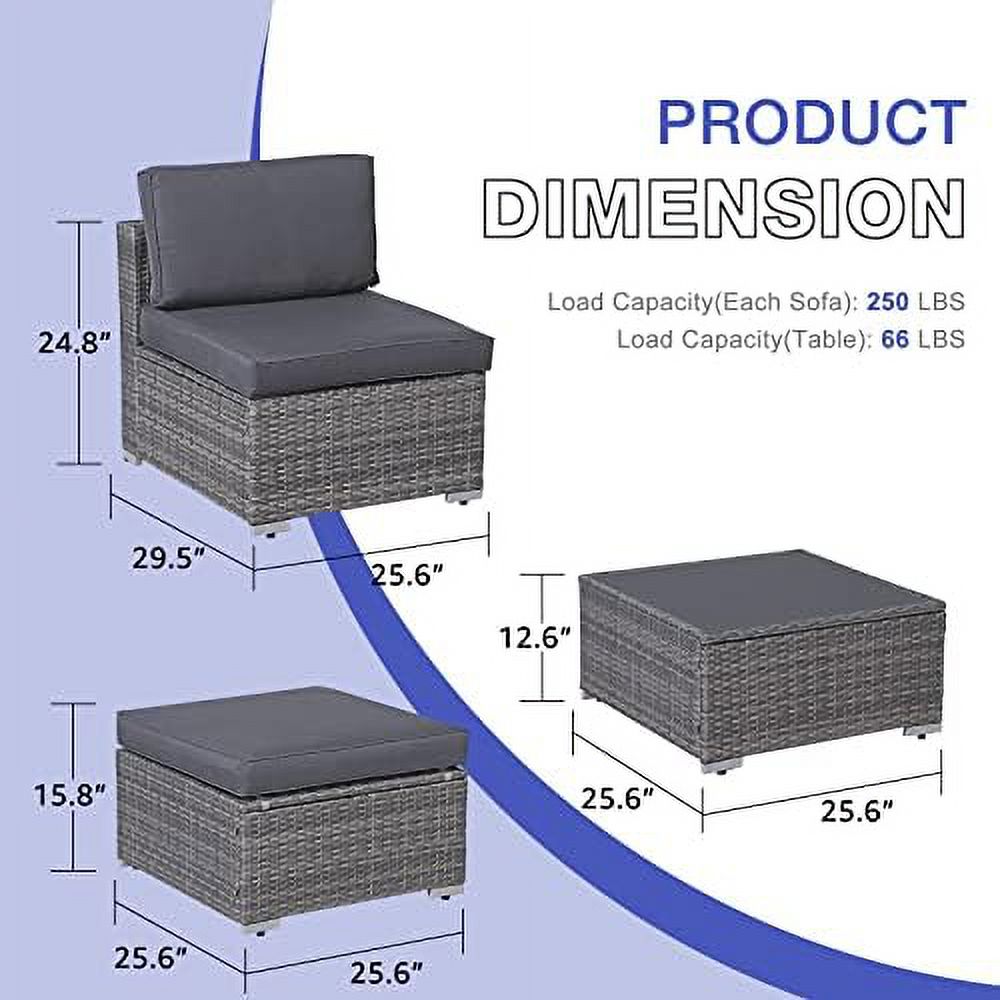 3 Piece Patio Sectional Sofa with Coffee Table B793
