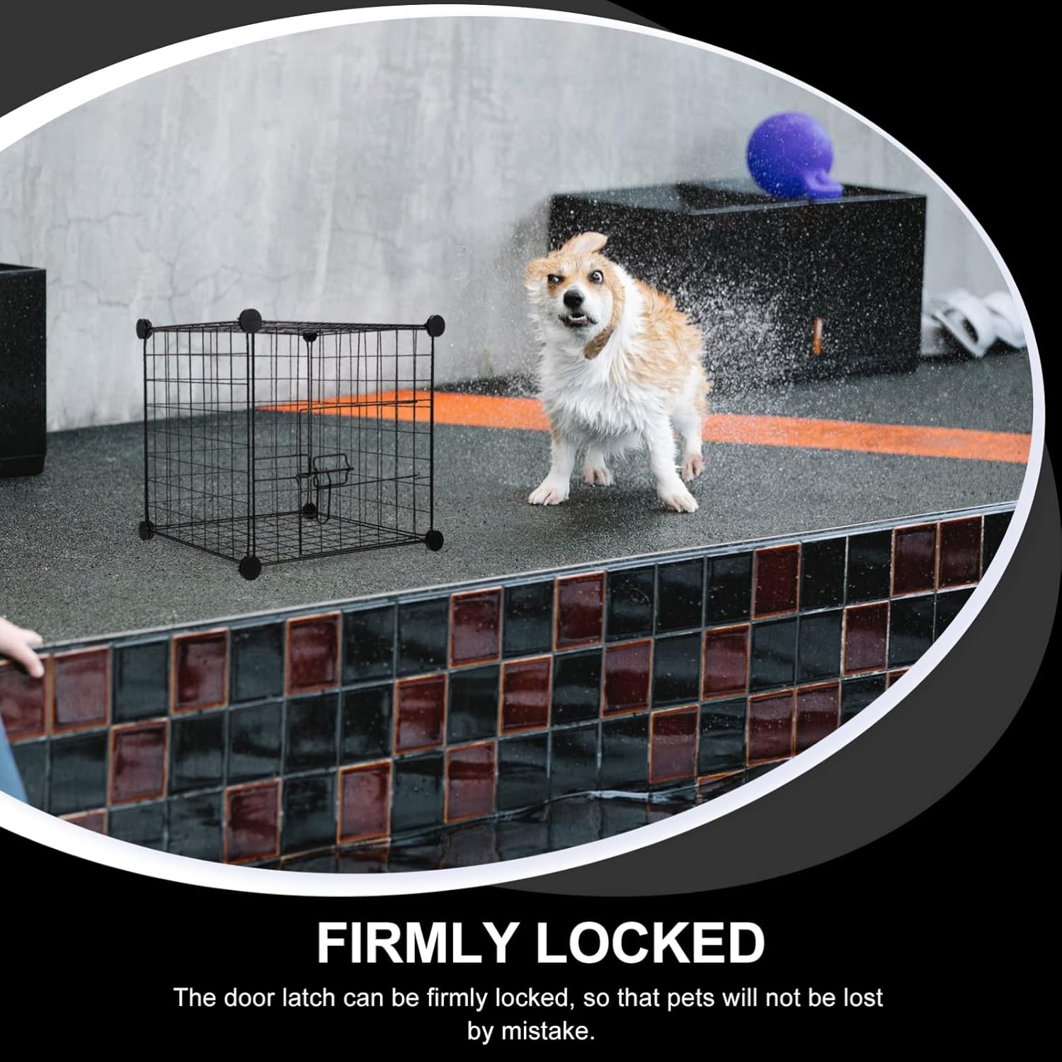 Black Foldable Metal Pet Exercise Playpen I3527