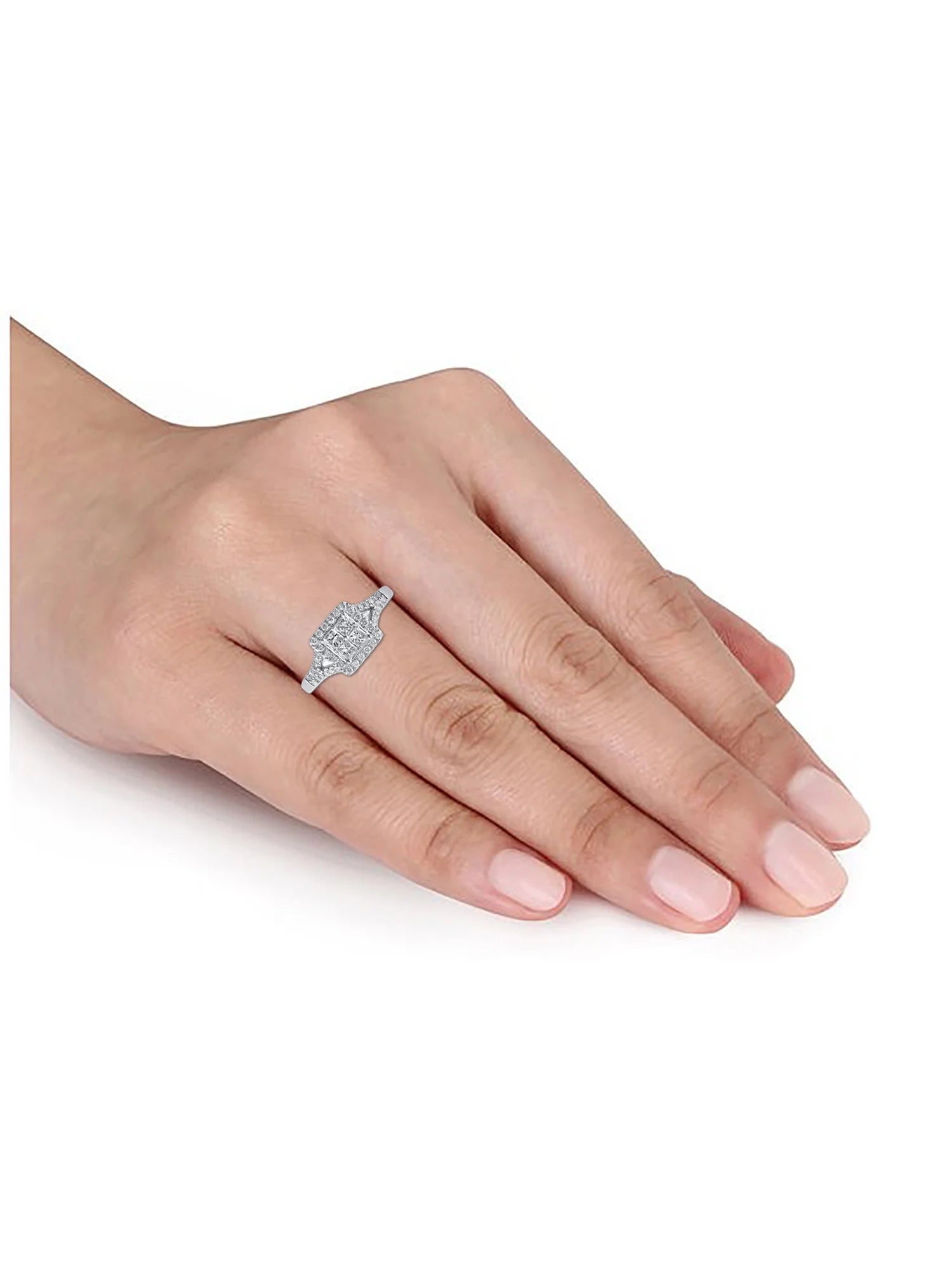 10kt White Gold Diamond Quad Engagement Ring, Size 8 R885469