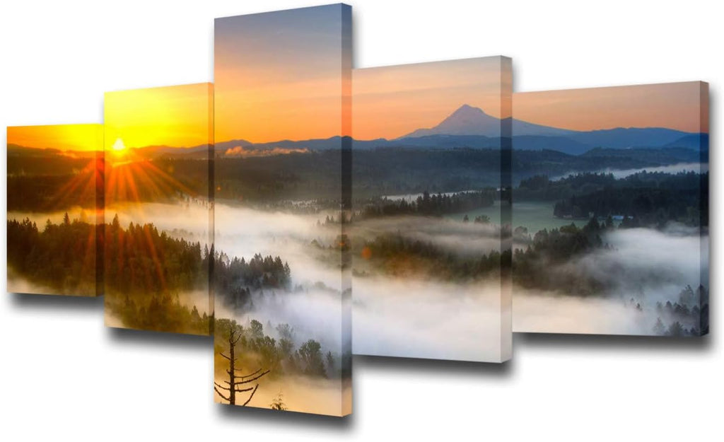 5 Panels Black and White Canvas Prints Wall Art Z9220