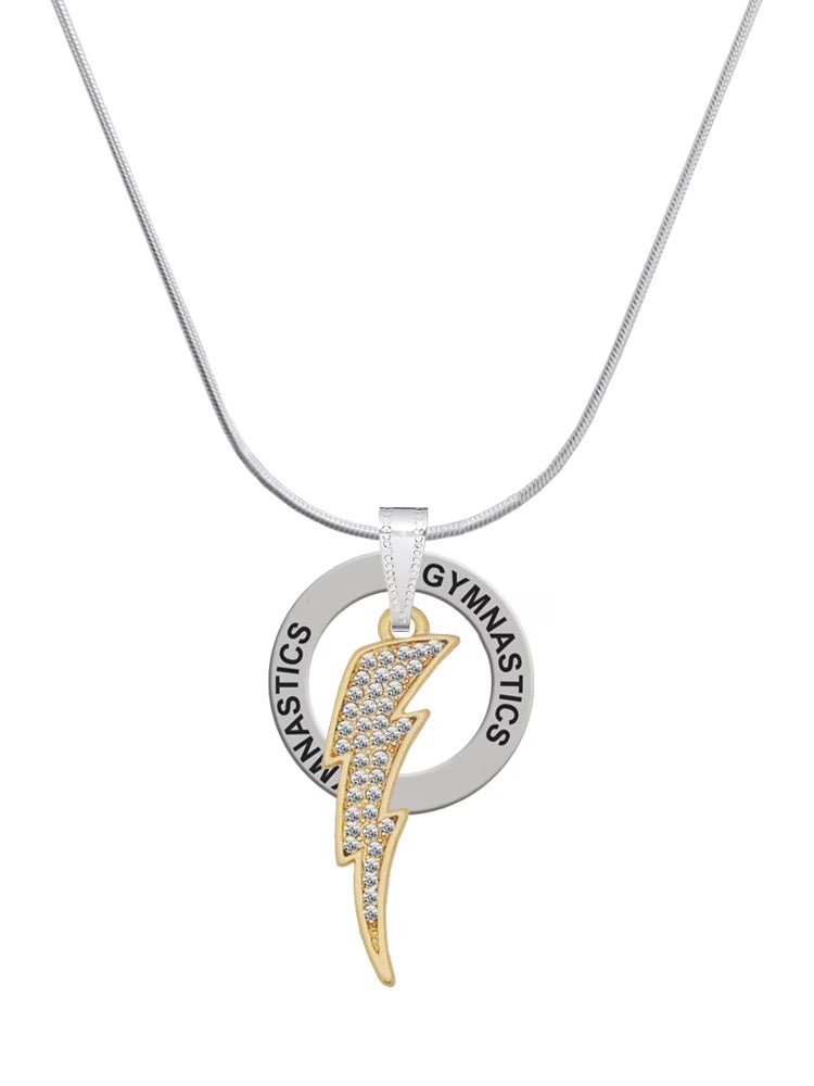 Goldtone Crystal Lightning Bolt Necklace, 18" V488