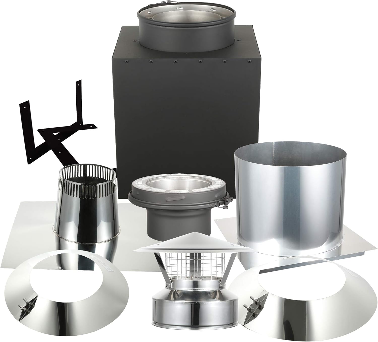 Through The Attic Kit with Spark Guard Chimney Cap for 6 Diameter 304 Stainless Steel Class-A Double Wall Chimney Pipe S2523