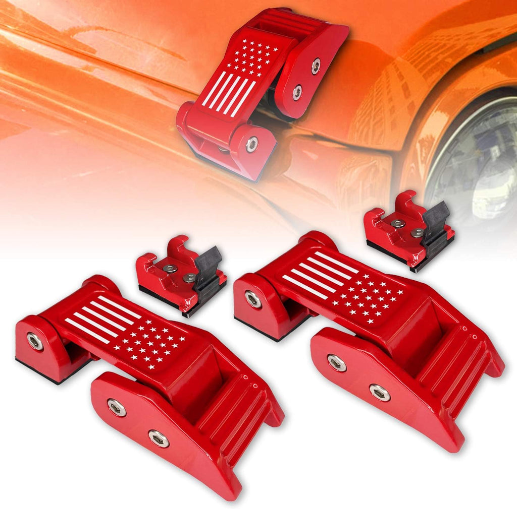 Red Aluminum Hood Latches Catch Kit for Jeep Wrangler JK JL Gladiator JT V23576