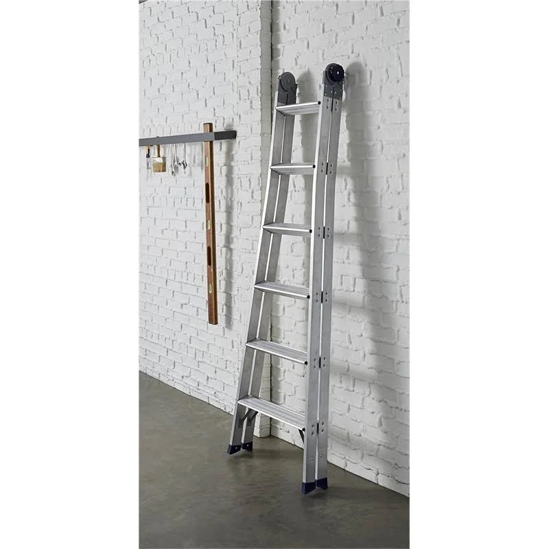 2-in-1 Aluminum Step and Extension Ladder with 12 ft Max Reach T735729