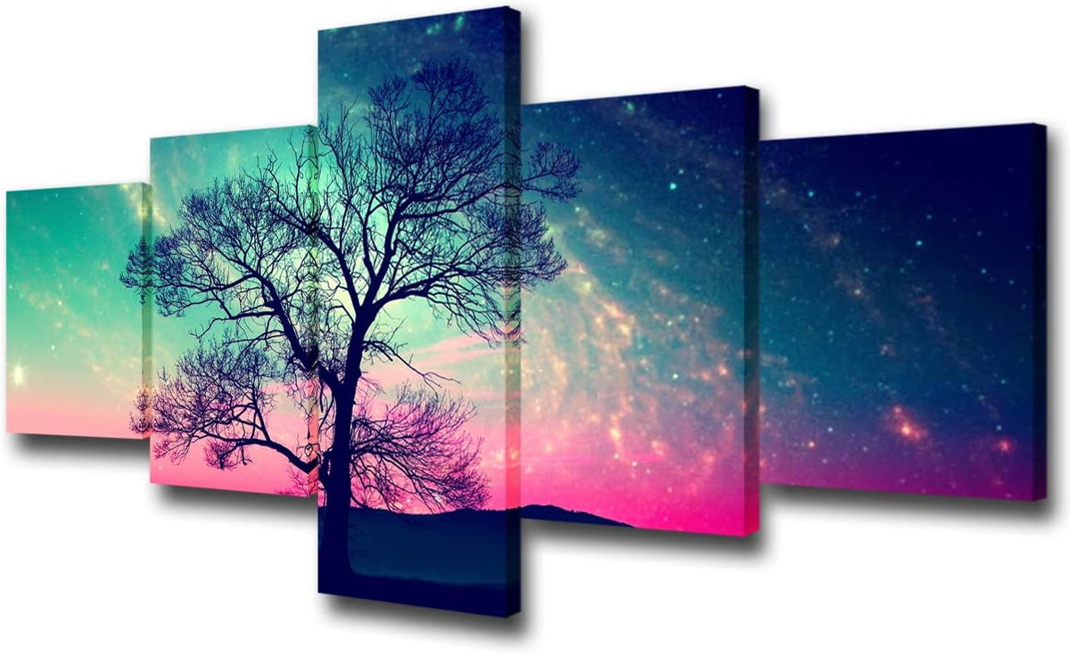 5 Panels Black and White Canvas Prints Wall Art Z9220