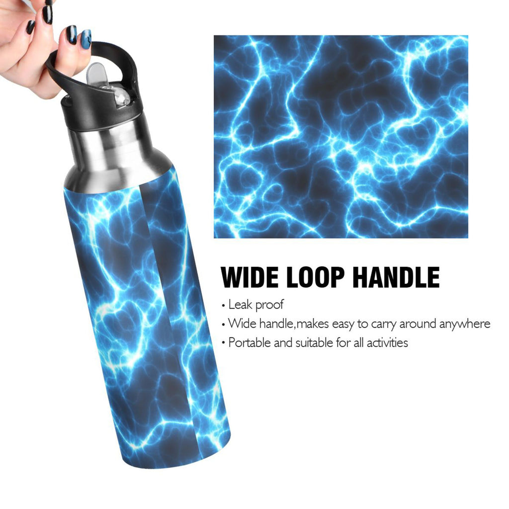Dark Blue 20 OZ Stainless Steel Vacuum Insulated Water Bottle with Straw Lid U467285