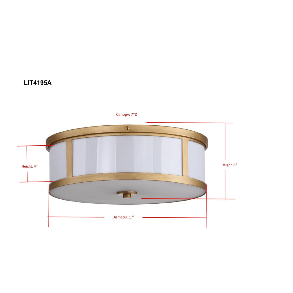 Antique Gold 2-Light Drum Flush Mount U10362