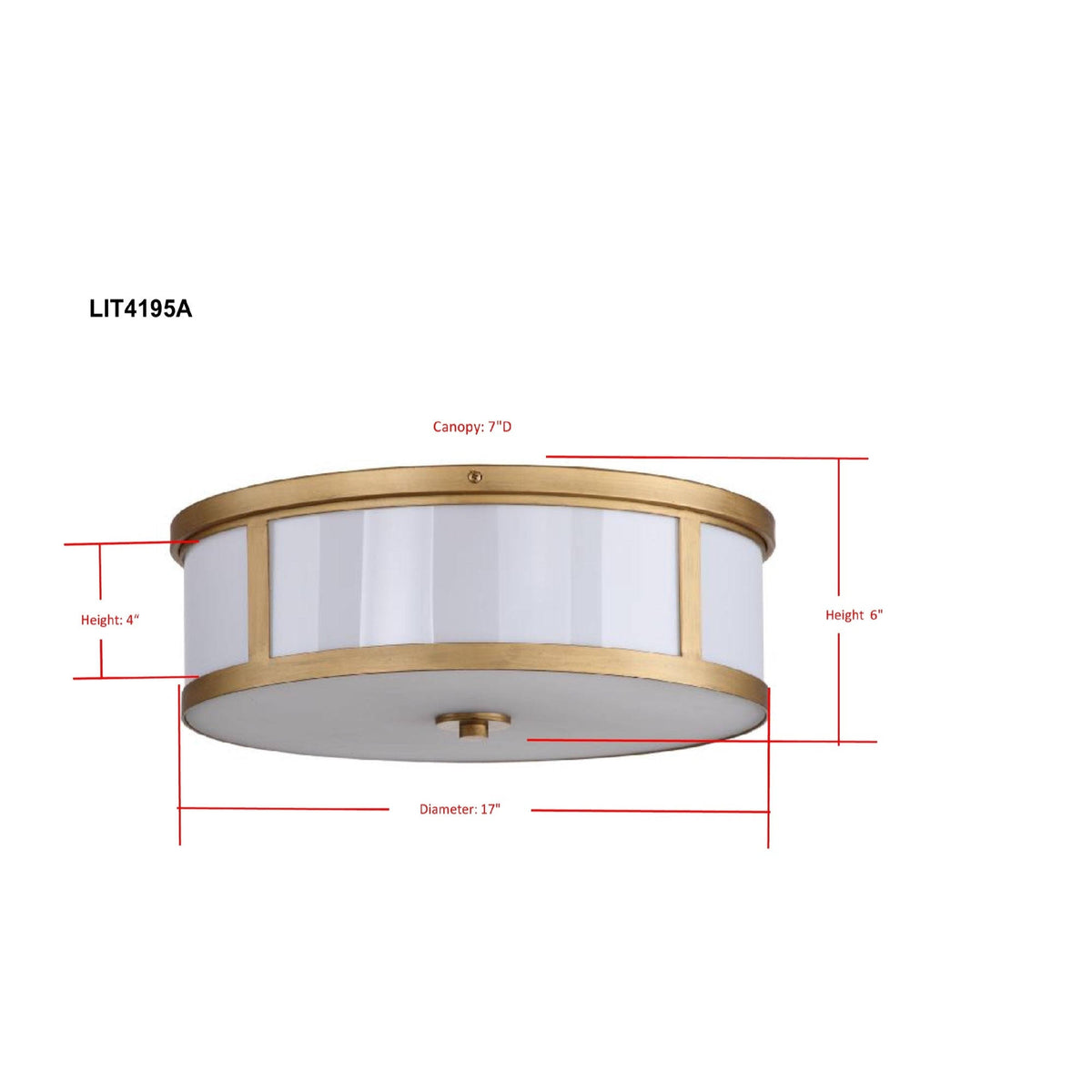 Antique Gold 2-Light Drum Flush Mount U10362