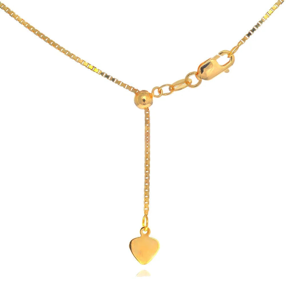 14k Yellow Gold 1.1 mm Adjustable Box Chain 22" with Lobster Claw Clasp E269338