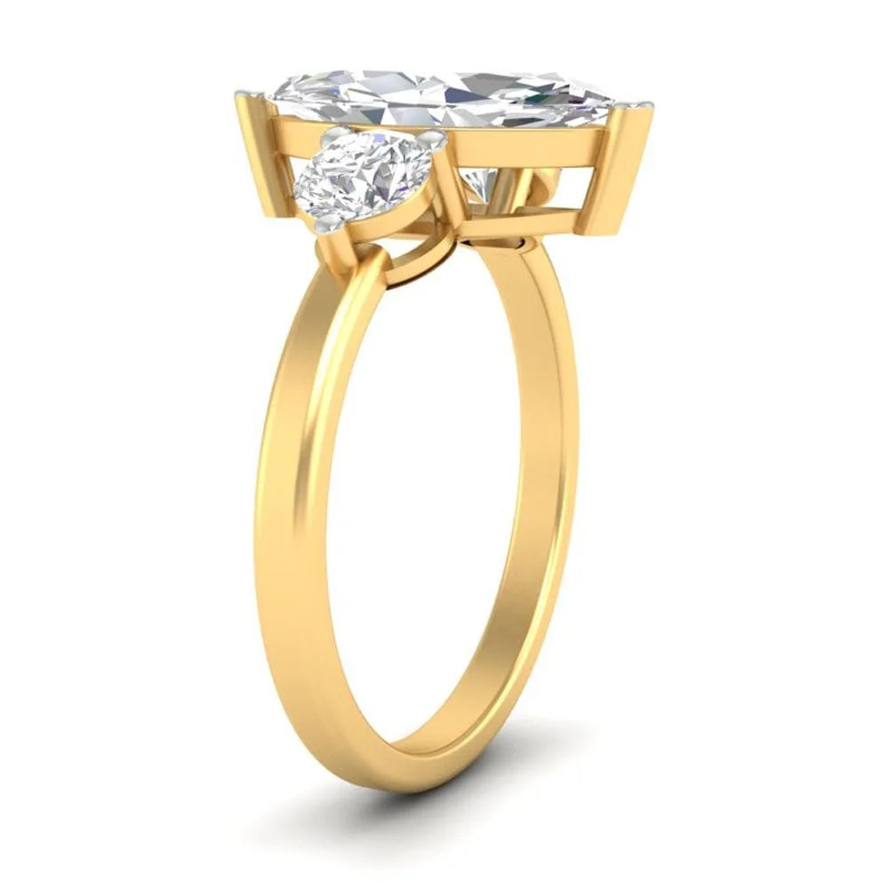 2Ct Marquise Cut Moissanite Engagement Ring 14K Yellow Gold Plated S399