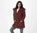 Deep Rosewood Shearling Car Coat, Size 2X N71938