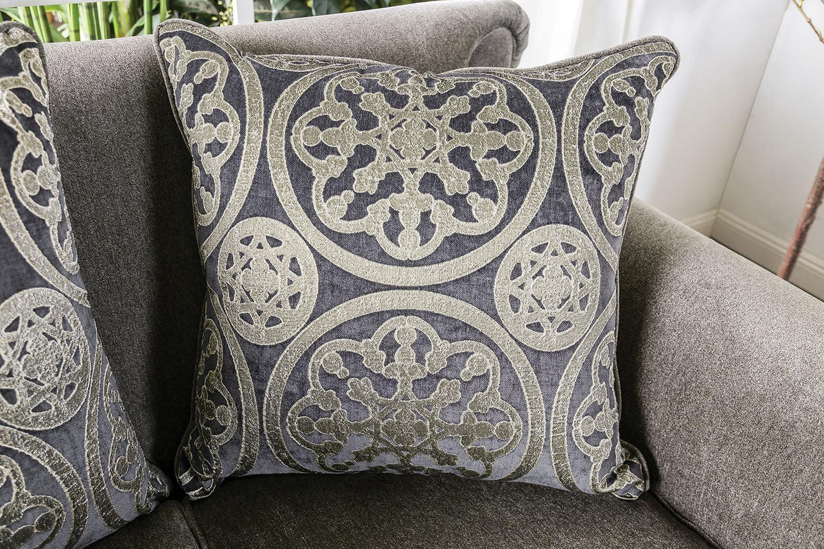 Gray & Silver Chenille Sofa and Loveseat Y973