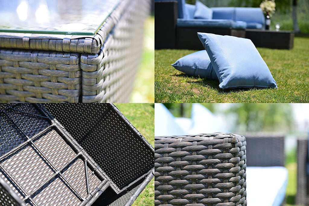 Outdoor Patio Furniture Sets Sectional Wicker Couch Conversation Sofa Seating 5PCS E962700