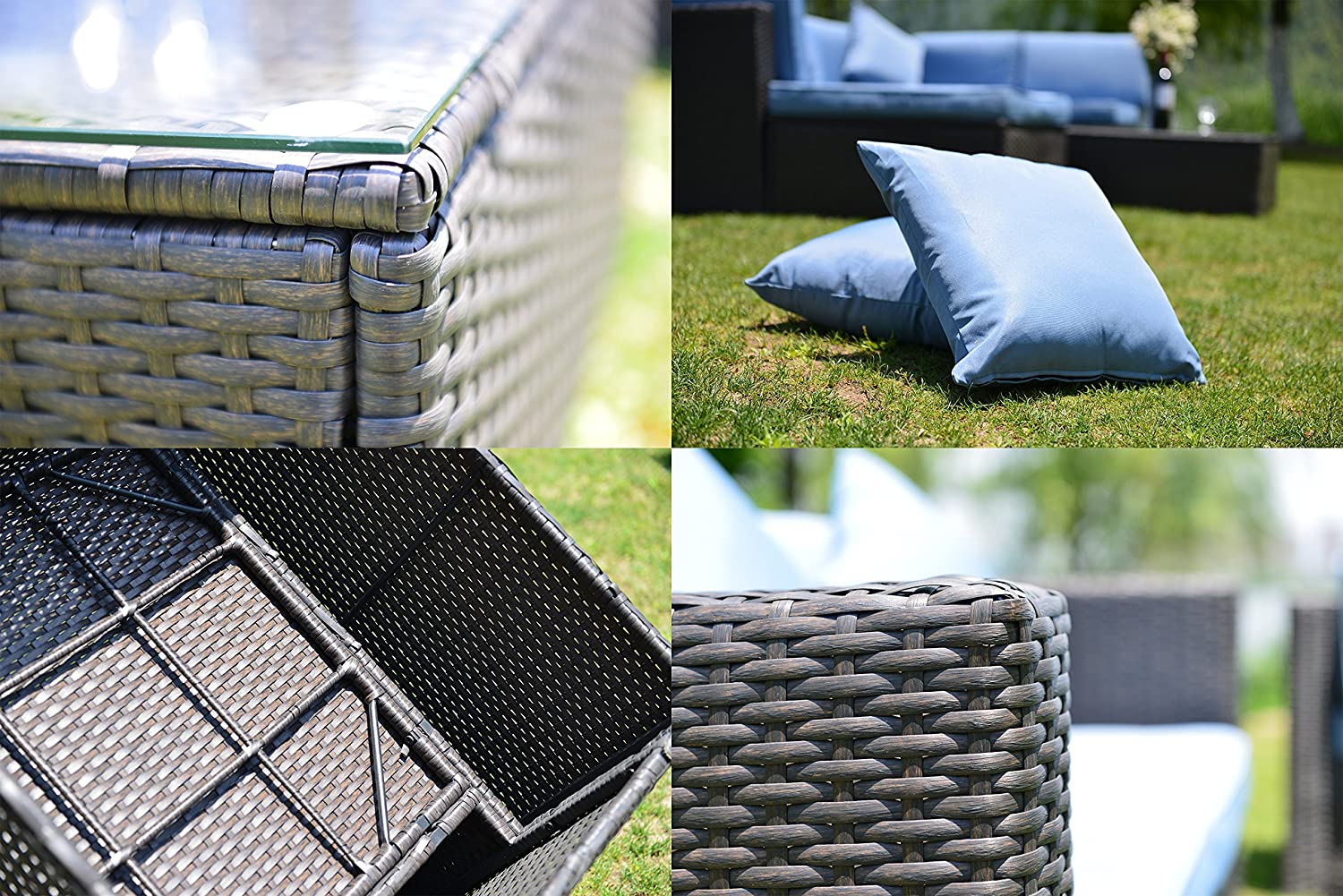 Outdoor Patio Furniture Sets Sectional Wicker Couch Conversation Sofa Seating 5PCS E962700