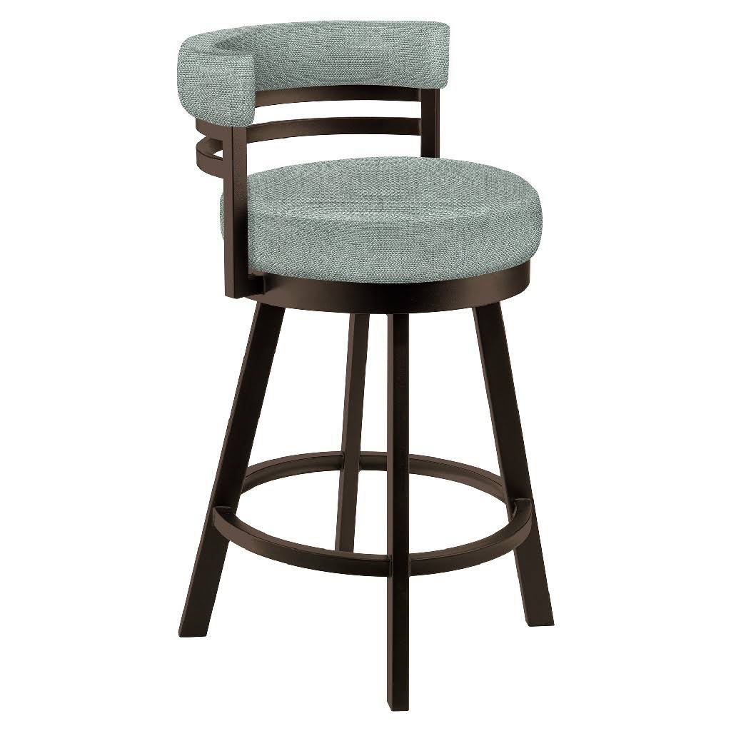26 - inch Counter Height Metal Swivel Barstool in Light Gray Performance Fabric M14337