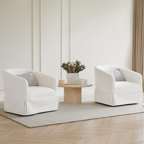 Sand 22-inch Wide Seat Swivel Barrel Armchair Y1686