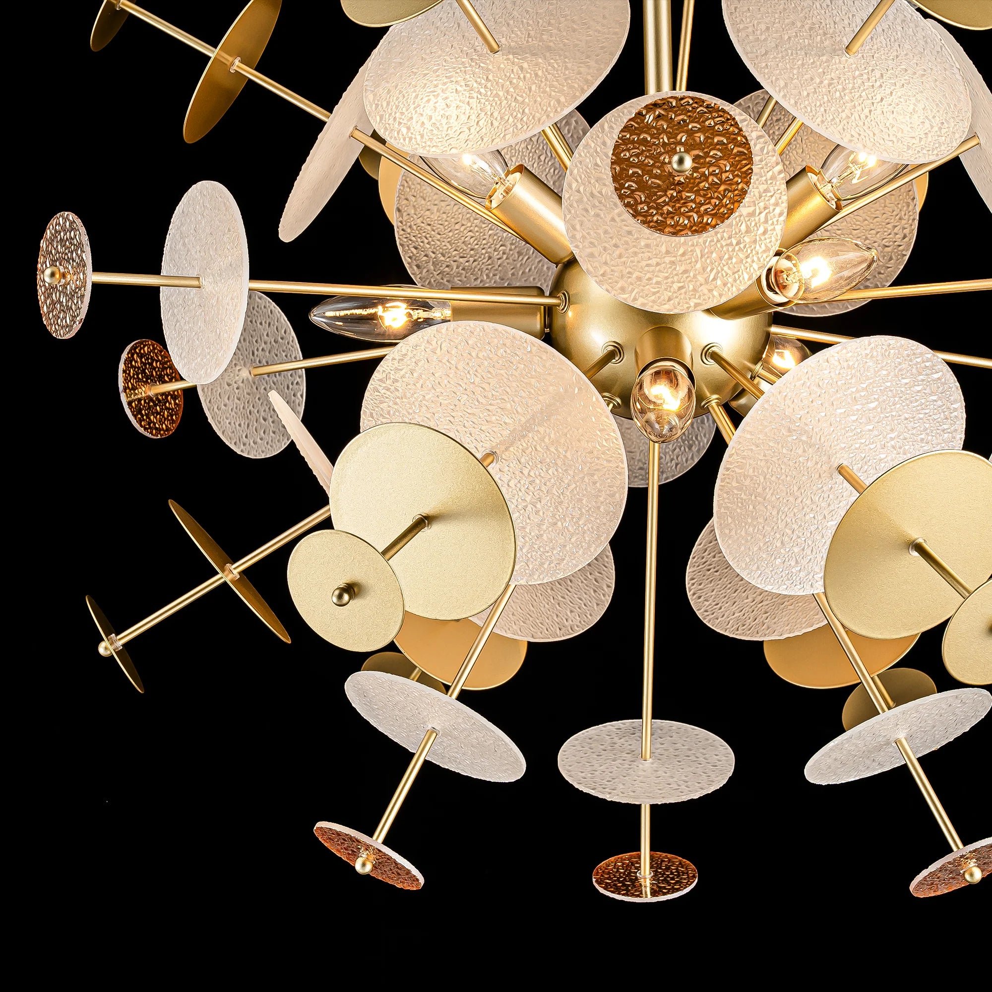 9-Light Linear Starburst Textured Glass Chandelier G905