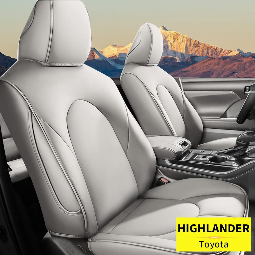 Black Faux Leather Car Seat Covers Full Set for Highlander W10537